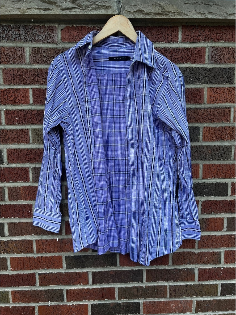 Sean John Purple Plaid Collared Button Down Shirt